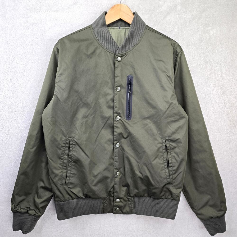 Vtg Nike Reversible Bomber Jacket Mens Medium Green 90s Y2K Gray Tag Rare
